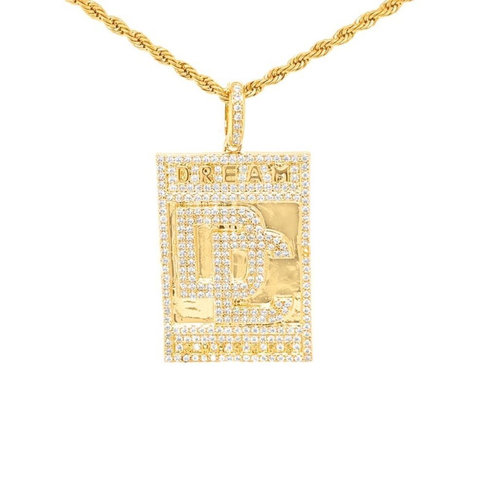 Fully Iced Out 14k Dream Chaser Pendant w/ Chain